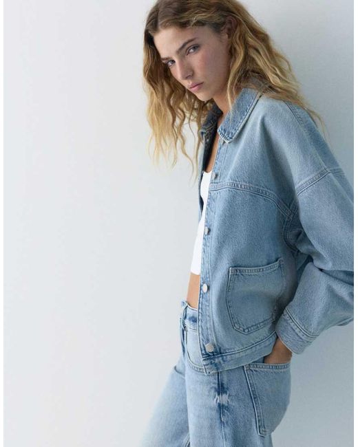 Camicia Pallido Squadrata di Pull&Bear in Blue