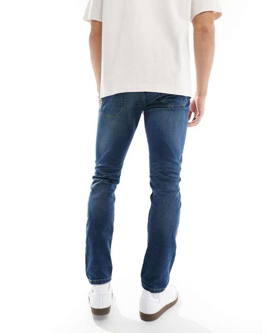 Only & Sons Blue Slim Fit Mid Wash Jeans for men