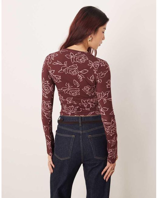 Motel Blue Emesy Long Sleeve V Neck Top