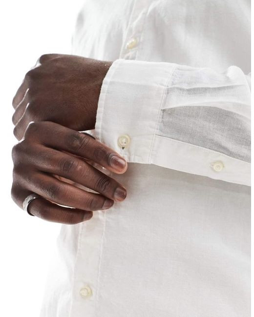 Jack & Jones Overhemd Van Linnenmix in het White voor heren