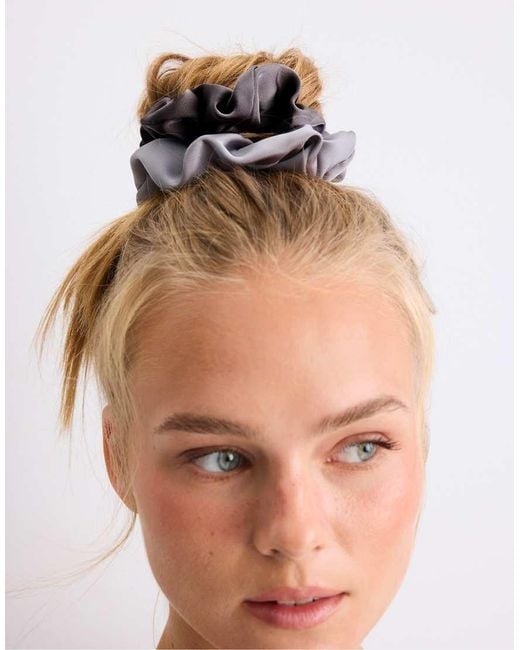 Stradivarius White Set Of 3 Satin Scrunchies