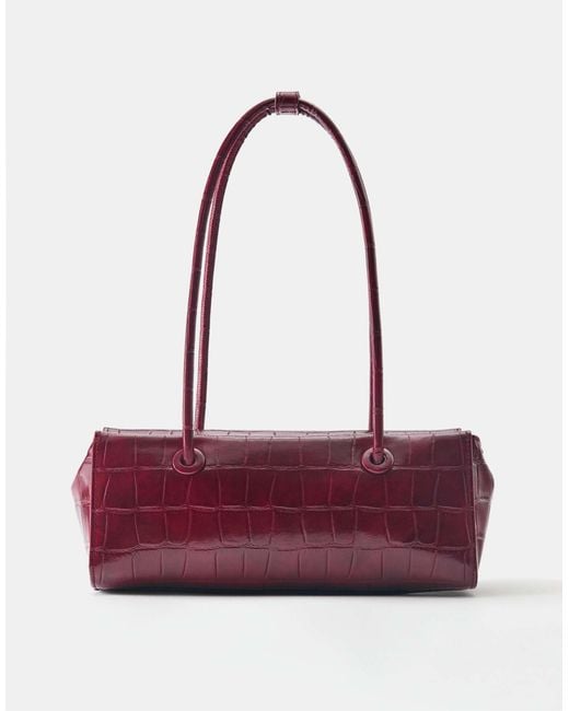 Pull&Bear Purple Strukturierte schultertasche mit print