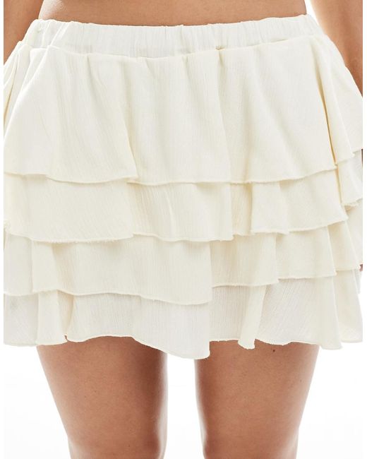 Miss Selfridge White Boho Ruffle Mini Shorts