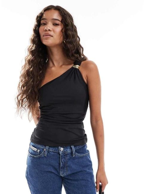 New Look Blue Draped One Shoulder Top