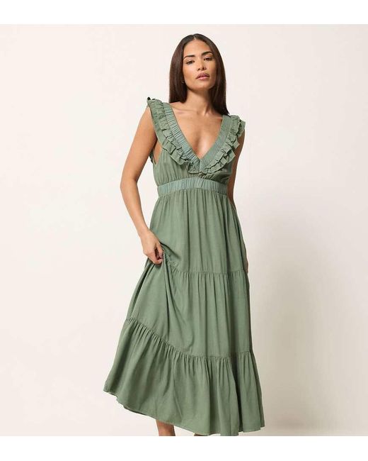 PixieGirl Green Petite Frill Maxi Dress