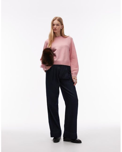 & Other Stories Pink Crew Neck Jumper With Volume Sleeves
