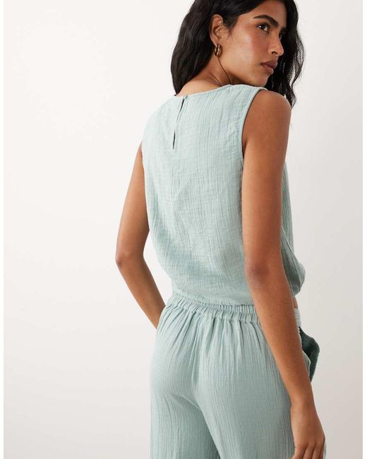 Vila White Cotton Cheesecloth Sleeveless Top Co-ord