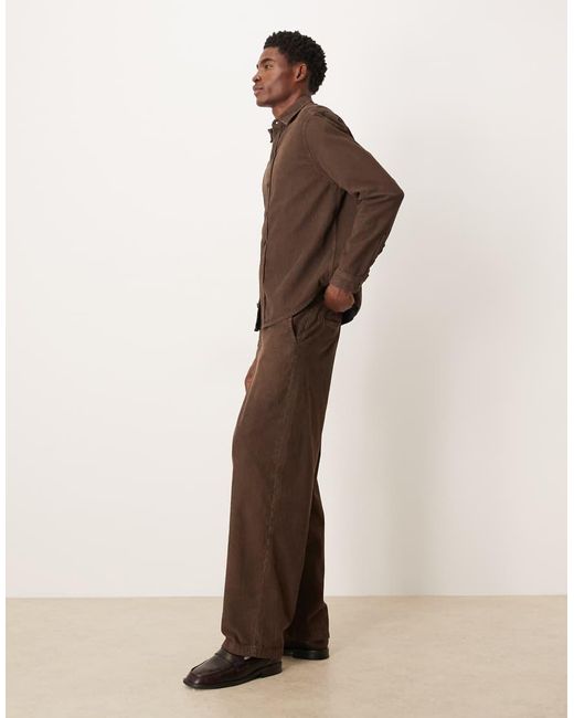 ASOS Rechte Losse Broek Van Corduroy in het Brown voor heren