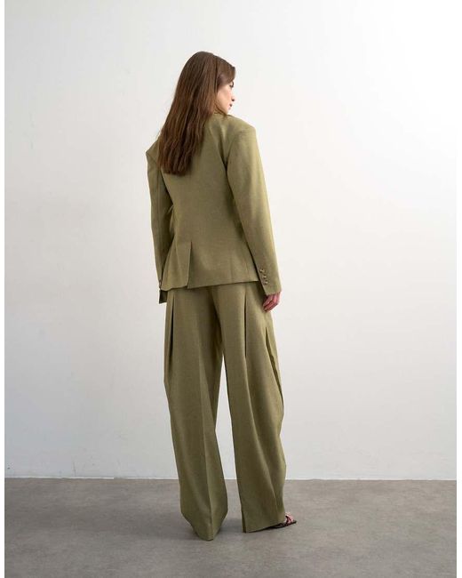 TOPSHOP Green Side Pleat Ovoid Pants