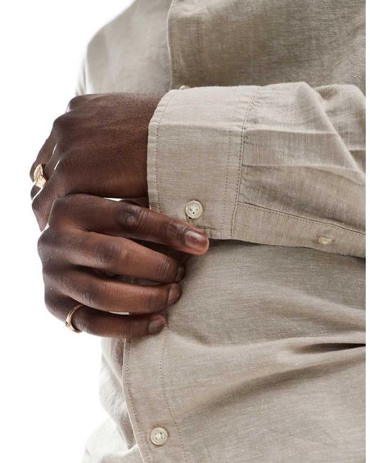 Jack & Jones Overhemd Van Linnenmix in het Natural voor heren