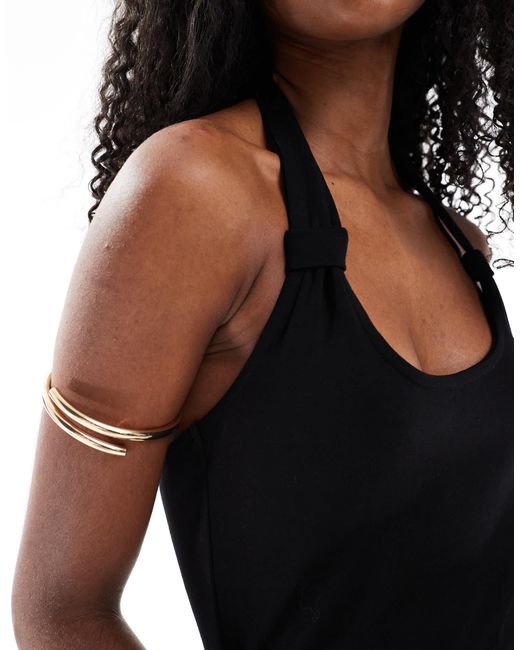 Robe longue fendue sur le côté à encolure américaine et dos ouvert 4th & Reckless en coloris Black