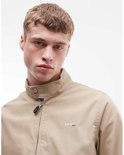Schott Nyc Blue Logo Patch Harrington Jacket for men