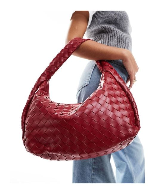 Glamorous Red Woven Oversized Shoulder Bag