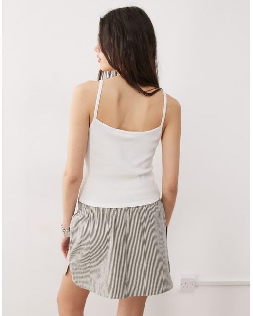 Collusion White Ribbed Cami Top
