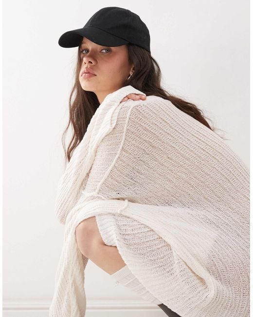 Weekday Natural Dilaria Oversized Slouchy Open Knit Jumper