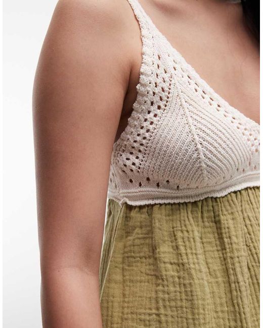 Reclaimed Vintage Green Crochet Summer Dress