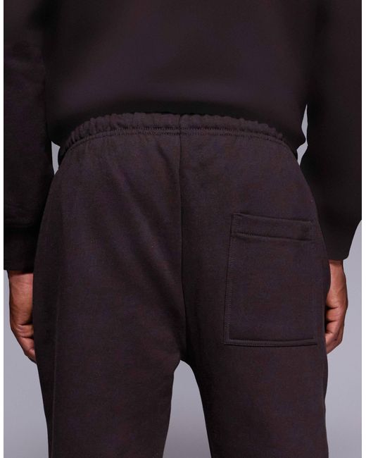 ASOS – hochwertige, gerade geschnittene jogginghose aus schwerem stoff in Brown für Herren