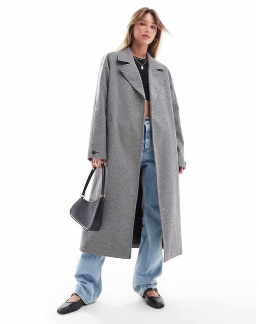 Threadbare Gray Herringbone Oversized Coat