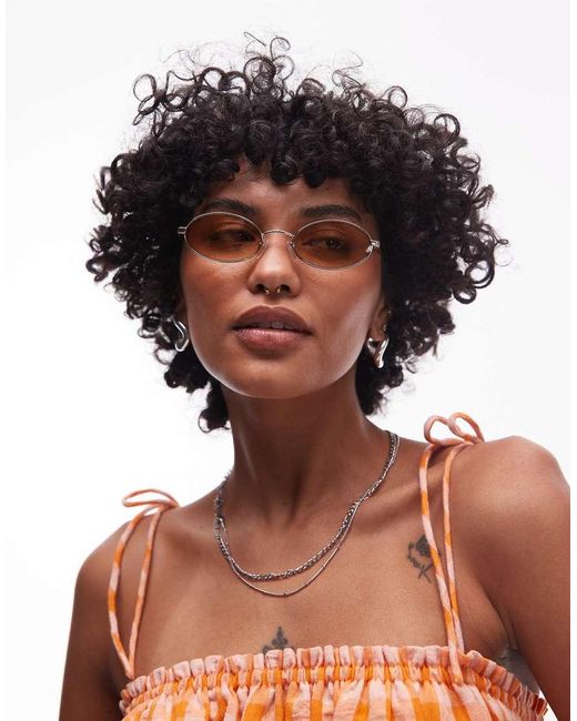 Le Specs Brown Love Train Slim Oval Sunglasses