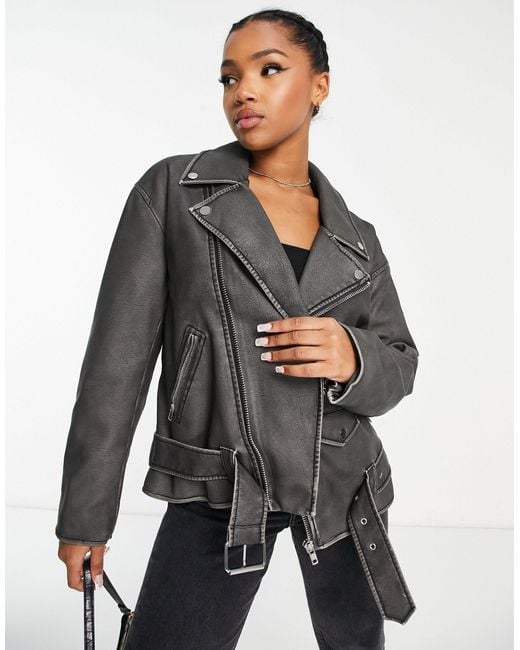 Miss selfridge brown leather jacket Clearance