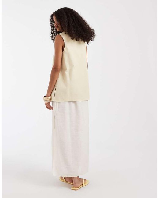 ASOS White Double Layer Column Midi Dress