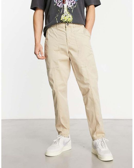 Jack & Jones Natural Intelligence Tapered Carrot Fit Worker Trouser for men