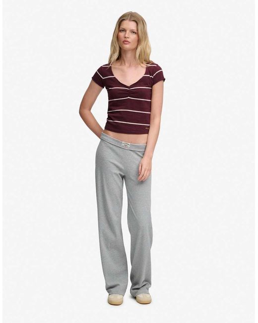 Superdry Brown Athletic Essentials Gathered Pattern Top