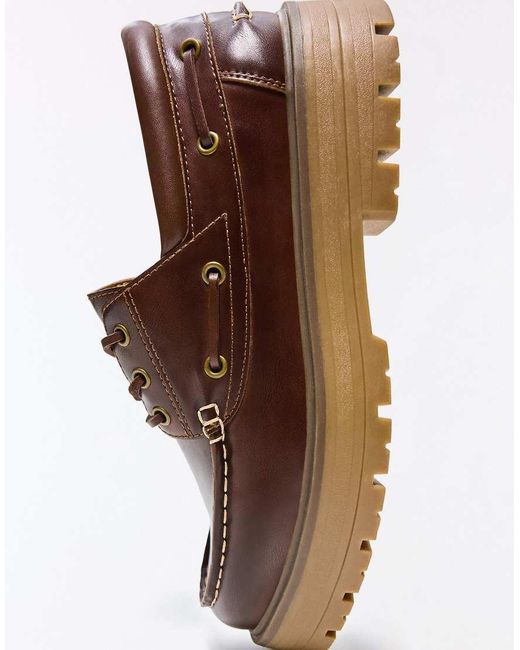 Bershka White Chunky Sole Boat Shoes for men