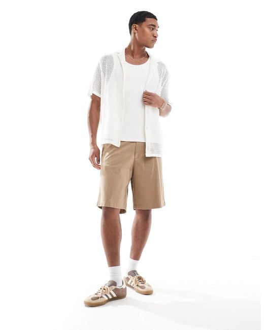 Jack & Jones – bill – weit geschnittene chino-shorts in Natural für Herren