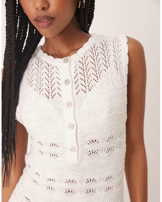 Nobody's Child White Mock Crochet Mini Dress