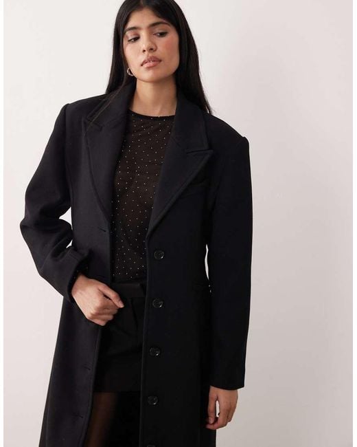 Gina Tricot Black Single Breasted Button Maxi Coat