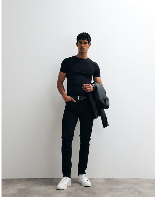 ASOS Basic Muscle Fit T-Shirt in het Blue voor heren