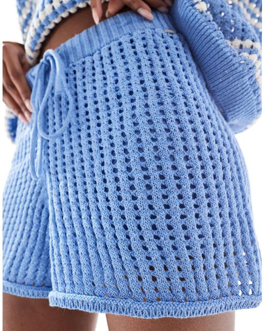 Short d'ensemble en maille crochetée Pull&Bear en coloris Blue