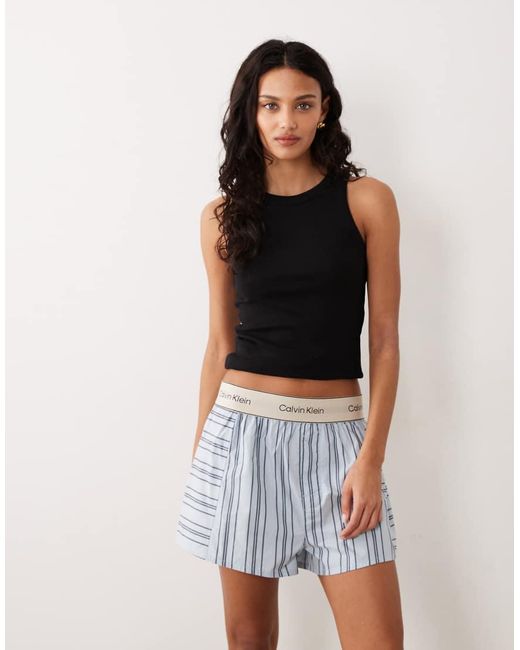 Calvin Klein Blue Heritage Cotton Logo Waistband Shorts