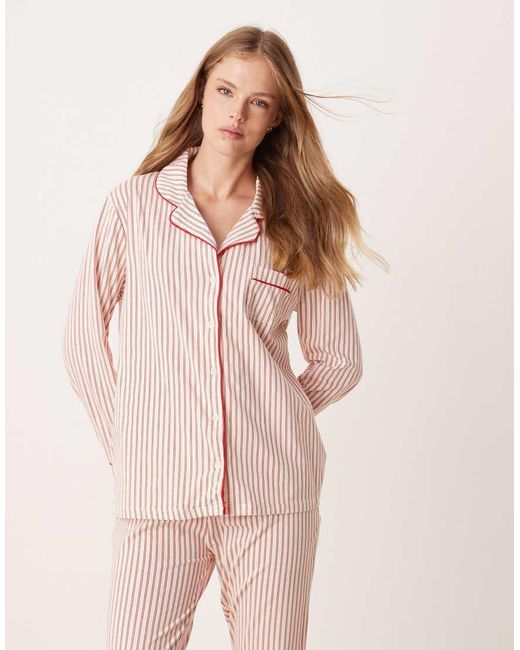 New Look Pink Jersey Stripe Pyjama Set