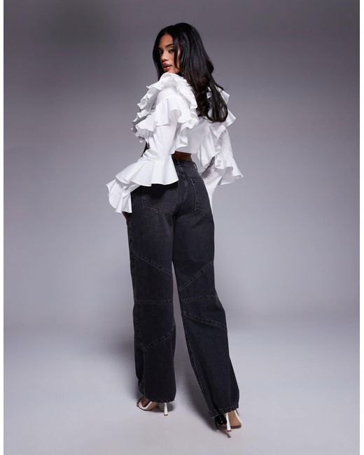 ASOS Blue Denim Barrel Jeans With Adjustable Cuff