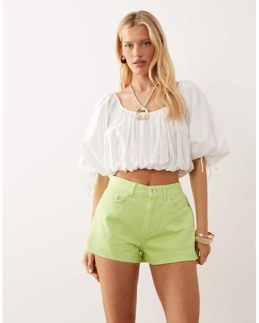 Miss Selfridge Green Heart Pocket Denim Mom Shorts