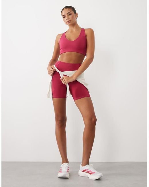 4505 Red Active V-neck Racer Back Medium Support Sports Bra