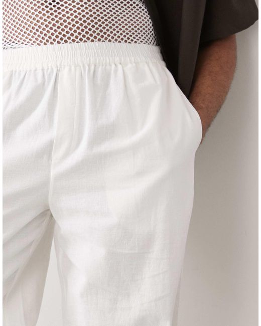 Collusion White Relaxed Woven Pant With Linen for men