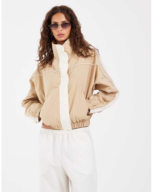 ASOS Natural Funnel Neck Windbreaker Jacket