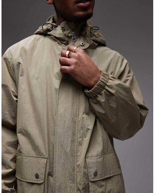 Topman Gray Lightweight Ripstop Parka Jacket for men