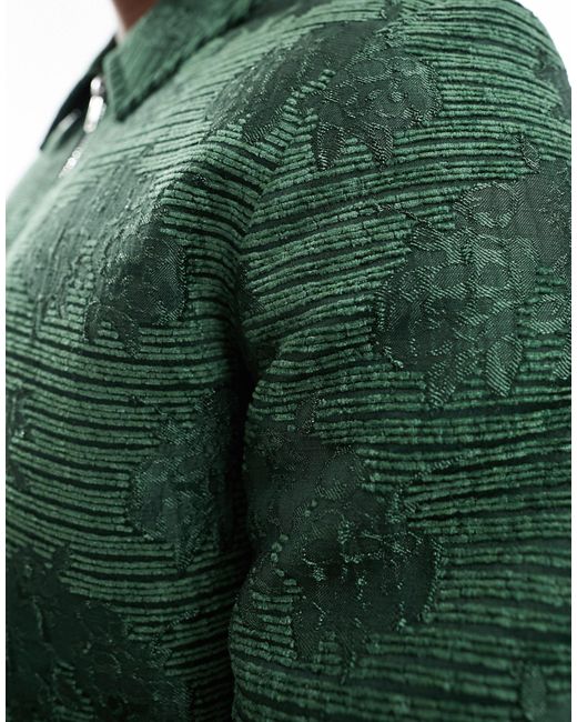 ASOS Green Floral Embroidered Harrington Jacket for men