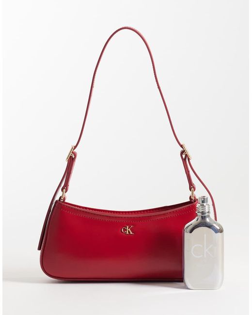 Calvin Klein Red Mini Shoulder Bag With Details