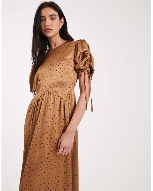 Wednesday's Girl Natural Print Tie-shoulder Midaxi Dress