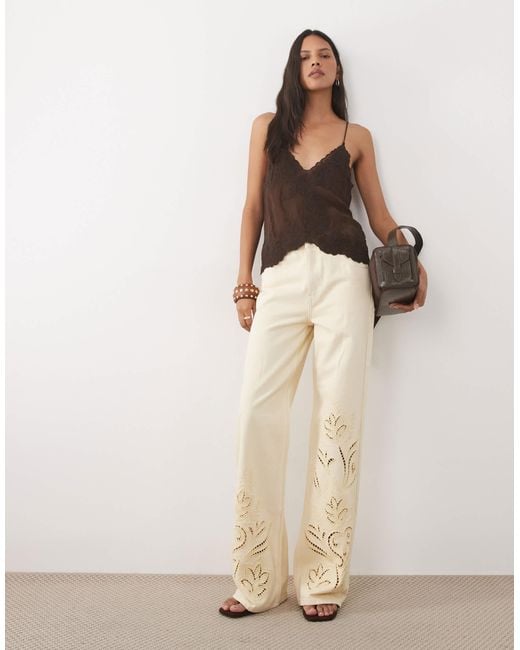 Mango Brown Delicate Embroidered Cami