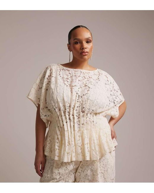 ASOS Brown Asos Design Curve Bridal Short Sleeve Lace Top Coord