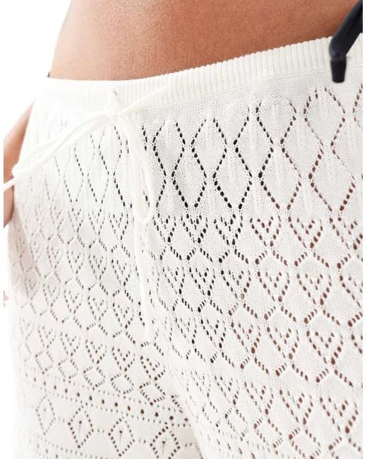 Hollister White Low Rise Crochet Beach Trouser