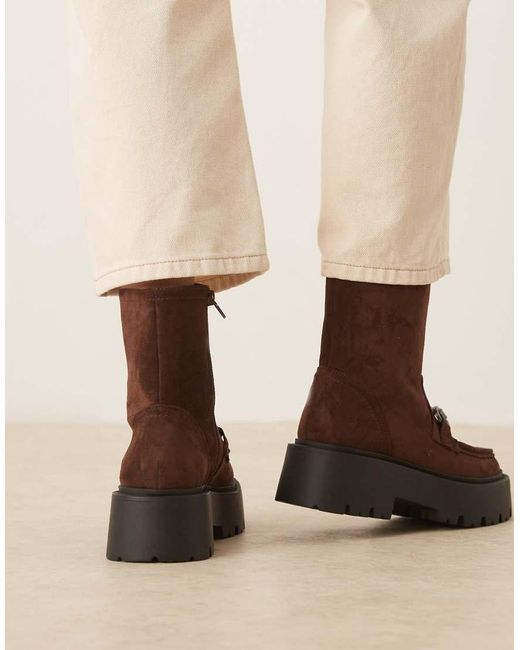 ASOS Brown April Chunky Loafer Ankle Boots