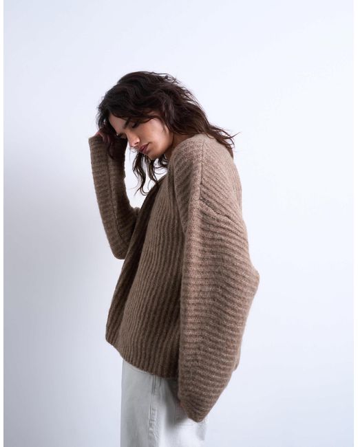 TOPSHOP Brown – rippstrick-pullover
