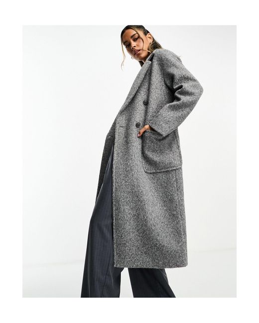 Manteau long brossé coupe décontractée - chiné Glamorous en coloris Gray